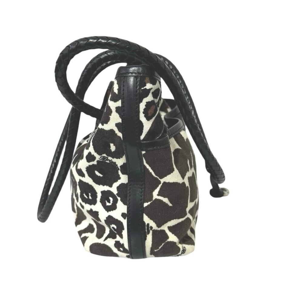 Brighton Liliana Animal Print Canvas Tote Bag Black Leather Trim Silver Hardware - Picture 4 of 12